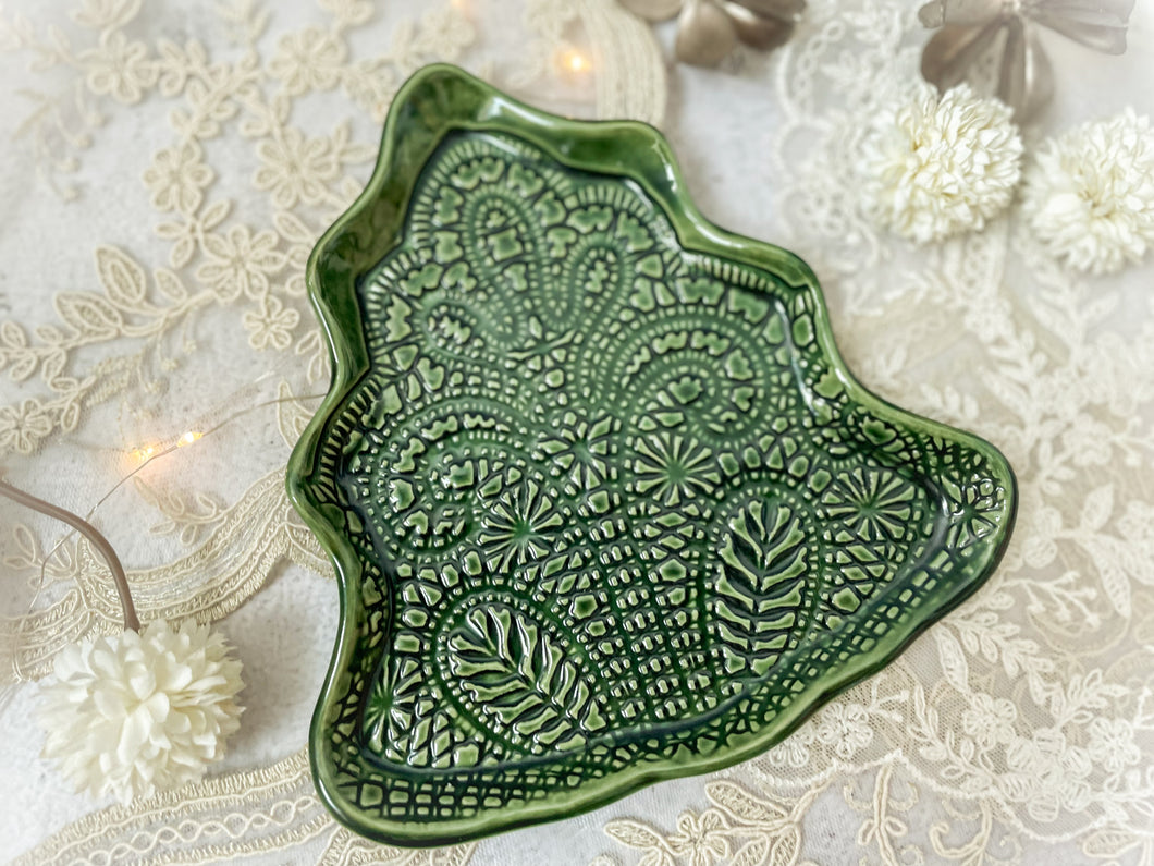 Handmade Ceramic Christmas Tree Plates- Medium