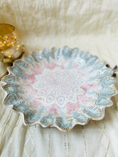 Load image into Gallery viewer, Handmade Ceramic Round Peacock Feather Platter
