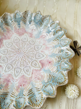 Load image into Gallery viewer, Handmade Ceramic Round Peacock Feather Platter
