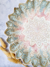 Load image into Gallery viewer, Handmade Ceramic Round Peacock Feather Platter
