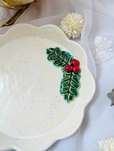 Load image into Gallery viewer, Handmade Ceramic Holly Leaf Plate
