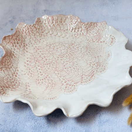Handmade Ceramic Vintage Lace Platter- Large
