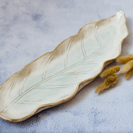 Handmade Ceramic Skinny Leaf Platter