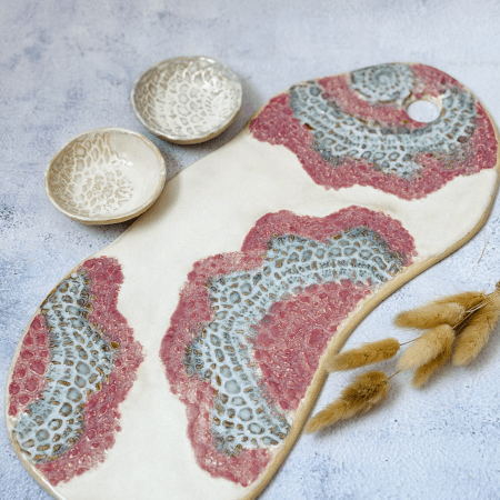 Handmade Ceramic Doily Cheese Platter- Large