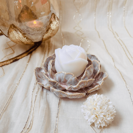 Handmade Ceramic Flower Tealight Holder- 3 Layers