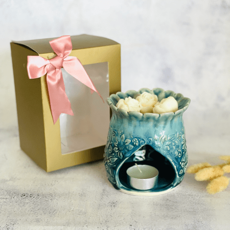 Handmade Ceramic Diffuser with Soy Wax Melts- Dark Blue