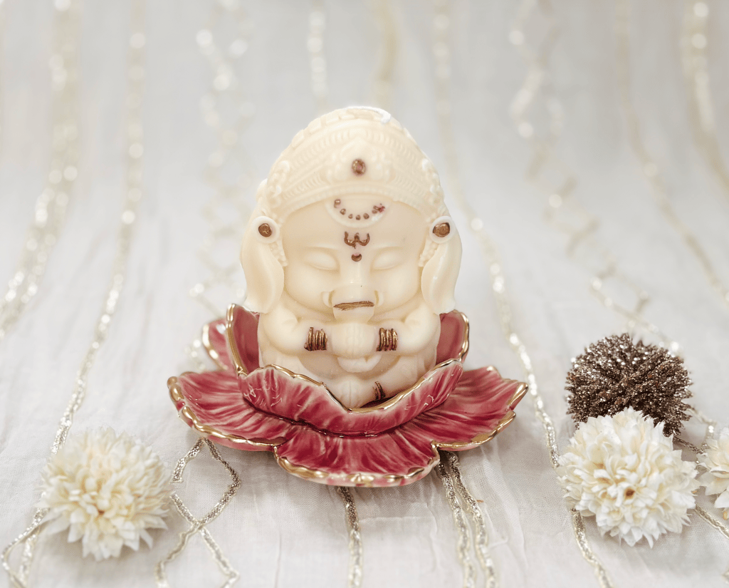 Diwali Special: Ganesha Candle with Handcrafted Lotus Holder