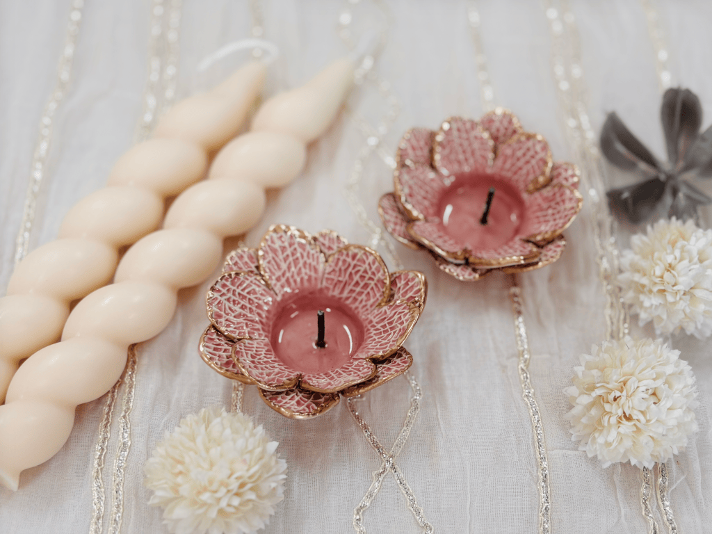 Diwali Special:  Flower Candle Holder with Spiral Candle